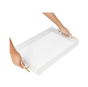 Plateau transparent en acrylique Poignée en métal Forme carrée Oragnizer Tray Handmade Prix abordable - Product Image 3