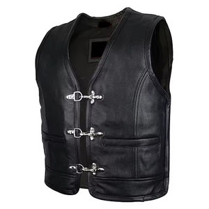 Chaleco de cuero de invierno para hombre informal de diseño personalizado transpirable-Ropa de abrigo de moto multibolsillo ecológica - Product Image 6
