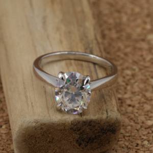 Anillo de diamante cultivado en laboratorio único brillante 925 corte ovalado de plata 2,50 quilates VVS2 IGI certificado joyería exquisita regalo de boda para mujer - Product Image 4