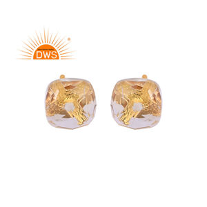 Última tendencia plata esterlina 18K chapado en oro Natural verde amatista piedra preciosa Stud pendiente Demi joyería fina para mujeres - Product Image 1