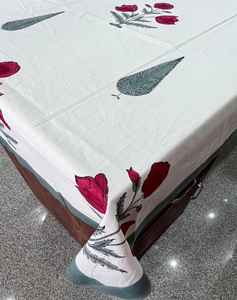 Nappe écologique 100% coton fabriquée à la main moderne Floral Artisan Design main bloc imprimé personnalisable lavable couverture - Product Image 2