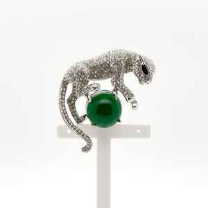 Broche léopard luxueuse avec diamant élégant en argent sterling 925 Broche unique pour femme Leb Grown Diamond Accessoire à la mode - Product Image 5