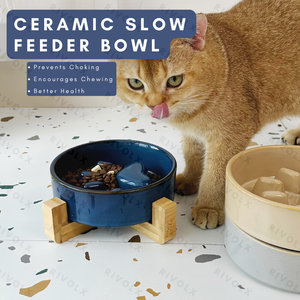 Tazón automático de cerámica moderno para perros y gatos, Comida Lenta ajustable, antiasfixia, cachorro de tamaño mediano 3 en 1 - Product Image 2