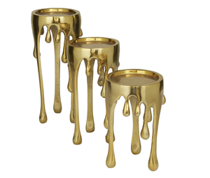 Juego de 3 Portavelas de Metal Plateado con Diseño de Goteo, Duradero, de Alta Calidad, Decoración de Farolillos Dorados para el Hogar, Navidad, Hecho a Mano - Product Image 1