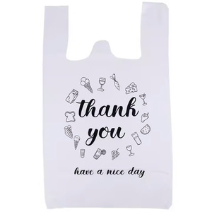 Suministro directo de fábrica, impresión personalizada y camiseta colorida, bolsa de plástico con asa, bolsa de comestibles multiusos - Product Image 3