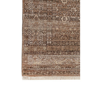 Tapis en laine Erbe grande surface 9x12 beige marron noué à la main géométrique pour la maison, le couloir, rectangulaire, motif puzzle - pour adolescents EA-3065 (Cs-01) - Product Image 4