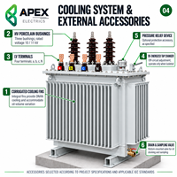 Transformateur de distribution immergé dans l'huile APEX S13-M 630-1600 kVA 11 kV/400-415 V à cuve corruguée pour sous-station de centre de données IEC 60076