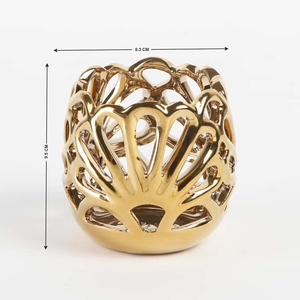 Handmade Glossy Gold Plating 2-Piece Solid Aluminum Candle Holder Stand <b>Set</b> Customized <b>Lantern</b> Home Decoration Metal Material - Product Image 3