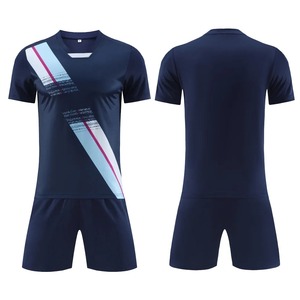 Men's Short Sleeve Soccer Jersey <b>Set</b> Customized Name and Number Blue Adult Football Uniform for Boys - Product Image 3