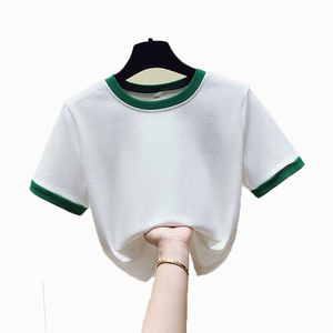 T-shirt court décontracté à manches courtes pour femme, respirant, anti-boulochage, avec logo personnalisé imprimé, grande taille, vente en gros - Product Image 5