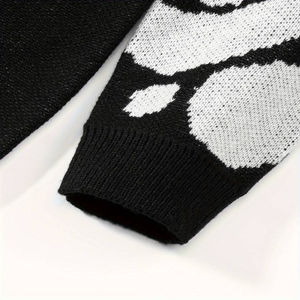 Pull tricoté à motif à la mode, pull décontracté chaud légèrement extensible à col rond pour hommes automne hiver - Product Image 4