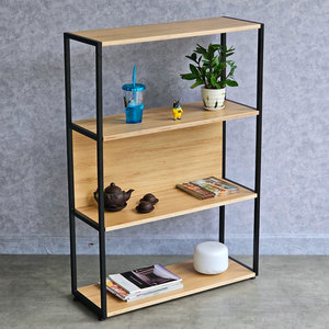 Étagère minimaliste à 4 niveaux KS68218 84x30x120cm en contreplaqué avec structure en fer, design peu encombrant pour la maison, le bureau, le salon, l'école, l'hôtel - Product Image 2