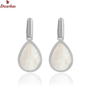 Classic high quality gemstone 925 sterling silver rainbow <b>moonstone</b> matte finish drop pear shape earrings unisex women's - Product Image 2