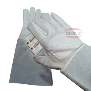 ISONZ Gants de soudage en cuir fendu en cuir de vachette Gants de travail de soudeur TIG robustes Gants de travail de sécurité industrielle pour les mains - Product Image 5