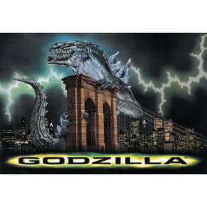 Carte postale numérique Godzilla imprimée en offset pour les fêtes de Noël ou les anniversaires, fabriquée en papier de qualité - Product Image 1