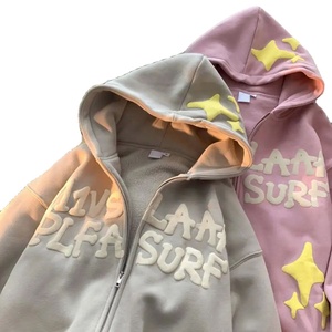 Sweat-shirt à capuche zippé pour homme en molleton épais de polyester et coton, idéal pour l'automne, avec logo éco-responsable et impression en relief et 3D - Product Image 1