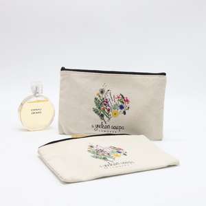 Bolsa cosmética pequeña de algodón natural con impresión de logotipo personalizado ecológica al por mayor, bolsa de lona para maquillaje - Product Image 3