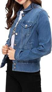 Veste en jean tricotée à manches longues pour femmes personnalisée OEM réversible imperméable pour l'hiver confortable poches à boutons rempli de coton - Product Image 2