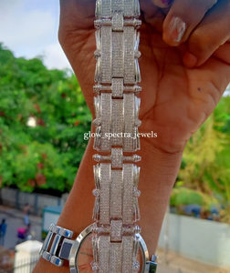 Men's 12 Ct Round Cut Real Moissanite Link <b>Bracelet</b> 14K <b>White</b> Gold Plated Silver Luxurious Moissanite Diamond <b>Bracelets</b> - Product Image 4