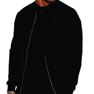 Tissu haut de gamme 70% Polyester 26% Viscose 4% Elasthanne Slim Fit Full Zip Black Mens Signature Knit Bomber - Product Image 5