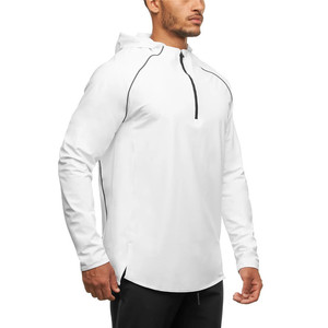 OEM Plain 14 Zipper Stretchy <b>hoodie</b> Casual Gym Running Sportswear <b>Thin</b> manufacturer Custom Logo Outwear half zip up Men Hoodies - Product Image 4