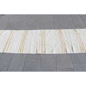 Alfombra Vintage Estilo Runner, Alfombra Turca de 2.5x8.8 pies, Alfombra de Lana Ikat Blanca - Product Image 2