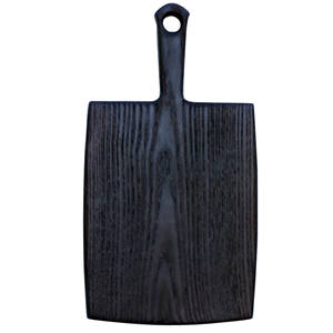 Juego de Tablas de Cortar de Madera Quemada Oscura Hechas a Mano |   Bandeja Decorativa Tallada Geométricamente, Tabla de Pan Rústica para Cocina con Asa - Product Image 3