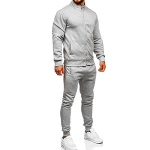 Fermeture éclair col rond survêtement hommes deux pièces ensemble survêtement décontracté à manches longues Jogging costume vêtements de sport tenue d'entraînement - Product Image 4