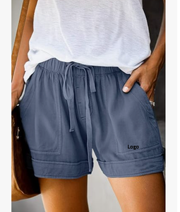 2024 Shorts d'été pour femmes décontracté cordon de serrage confortable avec taille élastique et poches taille moyenne coupe régulière pour la plage légère - Product Image 2