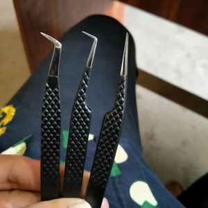 Punta de fibra de acero inoxidable Todo Negro duradero antiestático 10mm mejor volumen pinzas de extensión de pestañas Sevmek quirúrgico - Product Image 3