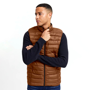 Gilet bouffant d'hiver personnalisé pour hommes OEM demi-manche couleur unie respirant avec fermeture éclair épaisse et position du logo avant - Product Image 4