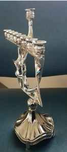 Haute demande, nouveau design, fait main, en satin uni brillant, Menorah à 9 bras, Porte-bougie, Meilleurs chandeliers métalliques pour Hanoucca, Pots à bougies - Product Image 5