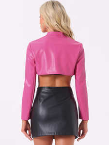 Veste en cuir automne-hiver personnalisée pour femmes avec col tournant solide manches complètes et doublure en satin respirant - Product Image 3