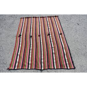 Alfombra Kilim de área grande turca Vintage de 9x12, respaldo de látex de lana gruesa de 10mm, patrón abstracto para entrada, pasillo, habitación rectangular - Product Image 1