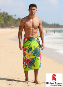 Customized Men Hawaiian Pareo Polynesia Chiffon Sarong Tropical Island Beach Cover Up - Product Image 2