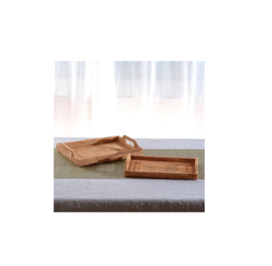 Bandeja de mimbre tejida a mano Bandeja de mimbre natural para servir para decoración y organización del hogar Respetuoso con el medio ambiente Hecho en Vietnam - Product Image 1