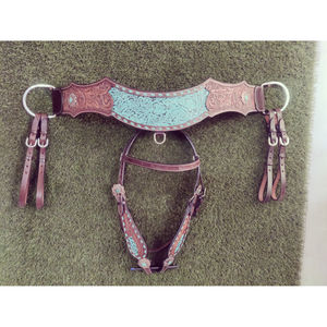 Venta caliente Western Horse Bridle Colorful Leather Headstall Breastplate con diseño negro Montar disponible Precio al por mayor - Product Image 3