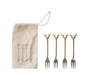 Tenedor de latón mango corto oro brillante pulido cubiertos nuevo estilo moderno 4 piezas para Hotel restaurante boda fiesta tenedor - Product Image 4