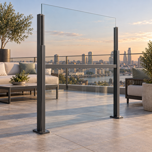Pérgola de aluminio con recubrimiento en polvo para exteriores de 140x170 con vidrio templado y sistema de viento motorizado - Product Image 2