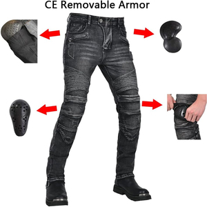 Black Durable Polyester/Cotton Breathable Quick Dry <b>Biker</b> <b>Jeans</b> CE Armor Pads for <b>Men's</b> Motorcycle Riding Protection D-Ride Moto - Product Image 2