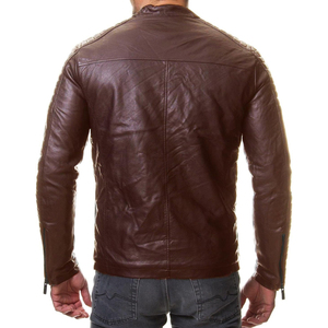 Veste bomber en cuir pour homme, nouvelle arrivée en gros, logo frontal, manches longues, haute qualité, vintage, lavée, 2026 - Product Image 5
