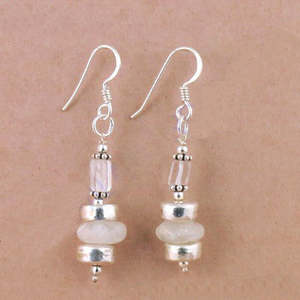 925 Silver Moonstone Drop <b>Earrings</b> Gold Women's Elegant Heart-shaped for Weddings Parties Giftable <b>Diamond</b> <b>Pearl</b> Encrusted - Product Image 1
