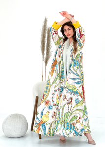 Kimono en coton léger Robe de nuit Maxi Beach Cover up Dress Vêtements de nuit Dressing Flower Printed Cotton Long Kimono - Product Image 3