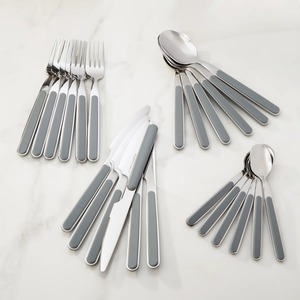 Elegante juego de cubiertos de plata con mango de resina gris Cubiertos elegantes para cenas modernas Fiestas DE BODA Restaurante y uso doméstico - Product Image 2