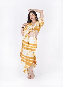 Conjuntos combinados de teñido anudado para mujer moderna de alta calidad, vestido Maxi transpirable, estilo Vintage para ropa de playa de verano - Product Image 3