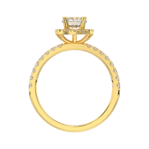 Joyería fina personalizada estilo elegante Halo cojín anillo de compromiso 10K oro amarillo circón piedra ODM OEM fabricante - Product Image 4