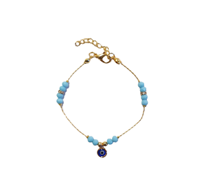 Bracelet en acier inoxydable plaqué pierres de zircon imitation perle DAFNI BIG PAZAR - Cadeau tendance fabriqué à Istanbul - Product Image 1