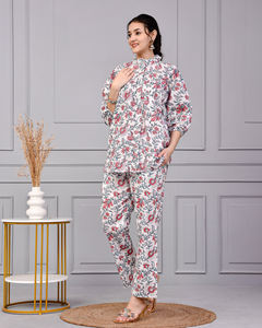 ชุดเซ็ตผ้าฝ้ายพิมพ์ลายดอกไม้สำหรับผู้หญิง |   ชุดสองชิ้นแบบชาติพันธุ์ |   เสื้อผ้าสตรีขายส่ง - Product Image 2