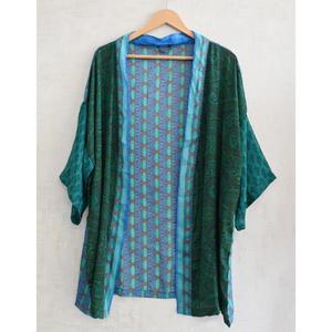 <b>Women</b> Plus Size Casual Breathable Silk Patchwork <b>Kimono</b> Robe Indian Printed Short Autumn Nightwear Boho Loungewear Gown - Product Image 1