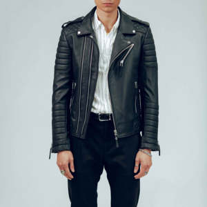 OEM High Quality Hot Sale Casual Outdoor Slim Fit Stylish Pu Biker <b>Black</b> Custom Motorcycle Leather <b>Jacket</b> for Men - Product Image 4